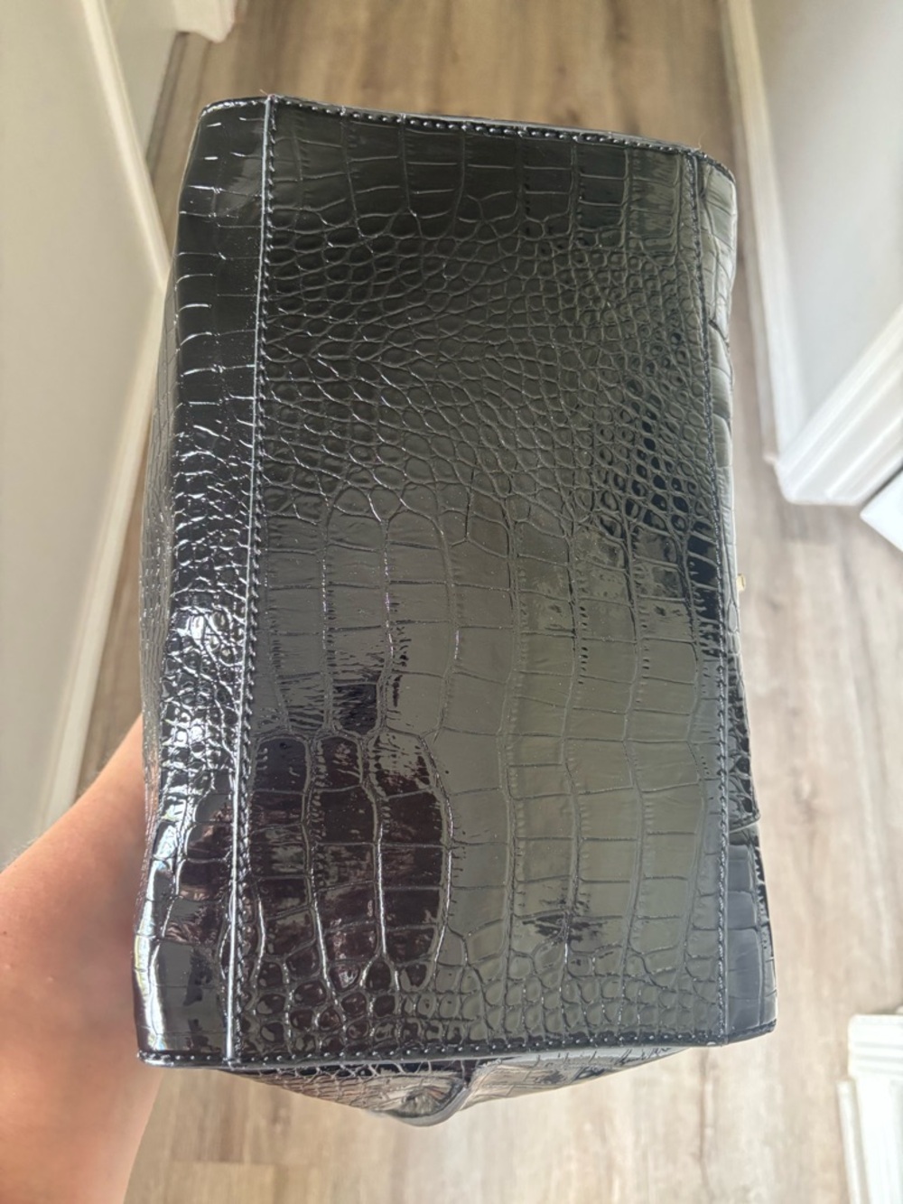 Guess Black Croc-Embossed Patent Tote - Picture 6 of 13